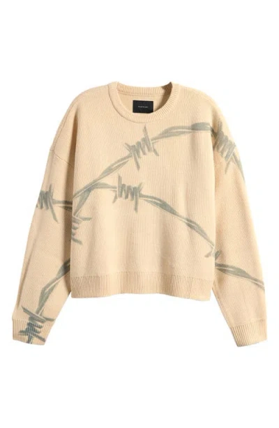 Pacsun Trespass Barbed Wire Print Crewneck Sweater In Pantone Whitecap Gray