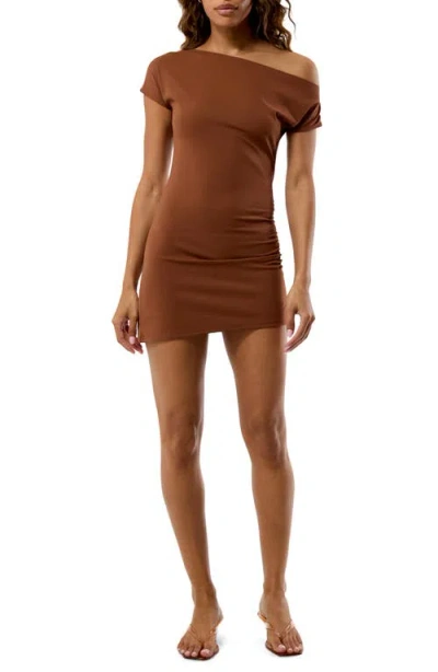 Pacsun Valarie Off The Shoulder Minidress In Brown