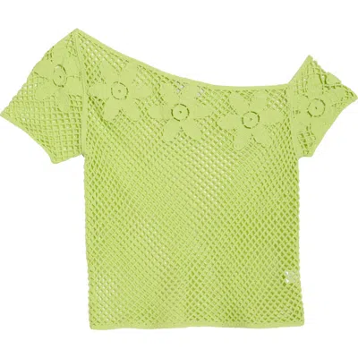 Pacsun Valerie Open Stitch One-shoulder Top In Green