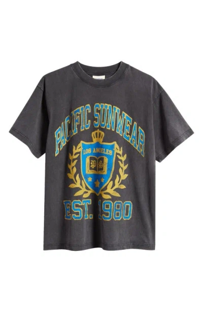 Pacsun Vintage Crest Graphic T-shirt In Washed Black