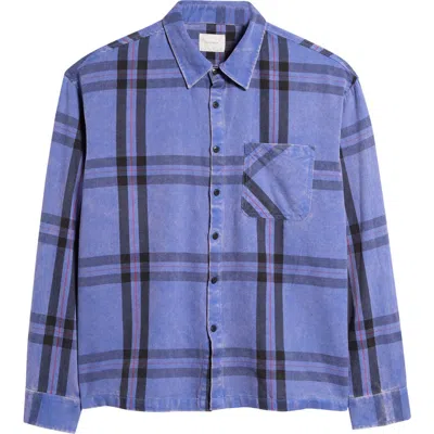 Pacsun Vintage Wash Plaid Button-up Shirt In Blue