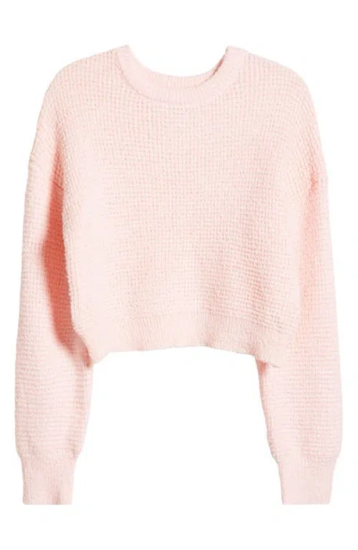 Pacsun Waffle Stitch Sweater In Pink Dogwood