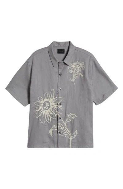 Pacsun Weave Floral Embroidered Camp Shirt