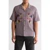 Pacsun Weave Floral Embroidered Camp Shirt