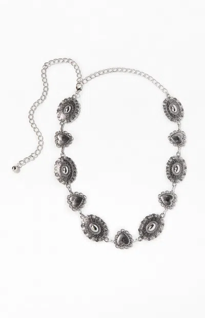 Pacsun Western Heart Chain Belt In Silver In Neutral