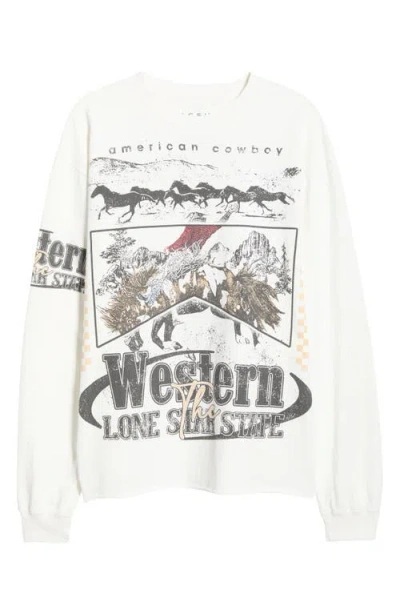 Pacsun Western Long Sleeve Graphic T-shirt In White