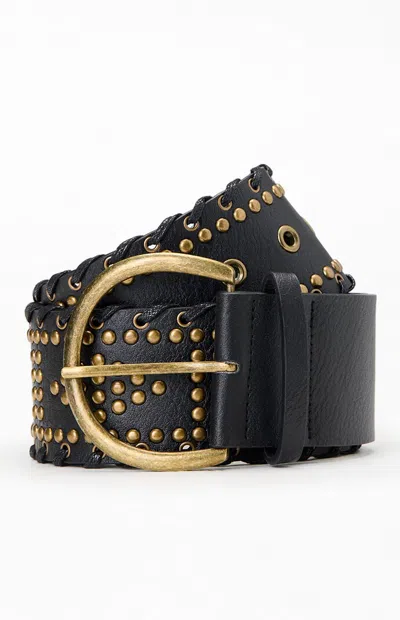 Pacsun Whipstitch Studded Belt In Black