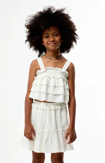 Pacsun White Linen Ruffle Skirt