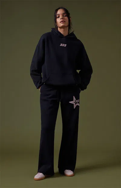 Pacsun Women's 333 Charm Embroidered Hoodie In Black In Blue