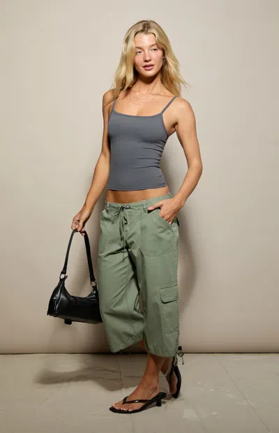 Pacsun Women's 3/4 Cropped Cargo Shorts In Army Green In Multi