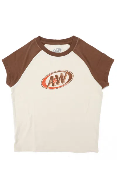 Pacsun Women's A&w Logo Baby Raglan T-shirt In Off White