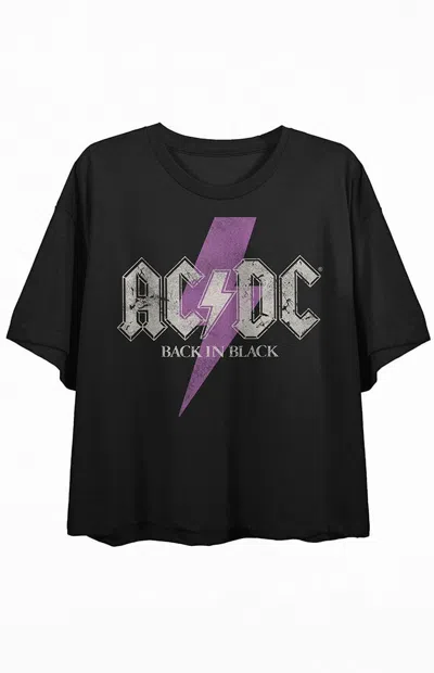 Pacsun Women's Ac/dc Back In Black Cropped T-shirt
