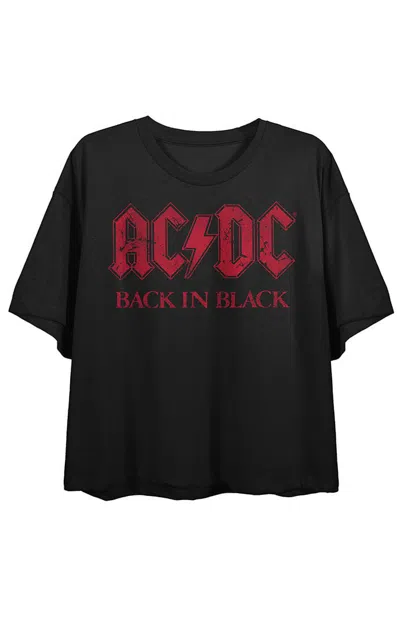 Pacsun Women's Acdc Back In Black Cropped T-shirt