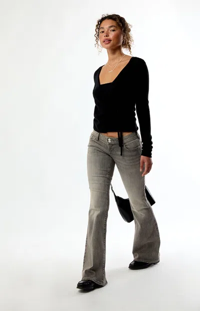 Pacsun Women's Alana Ultimate Low Rise Flare Jeans Stretch Gray In Black