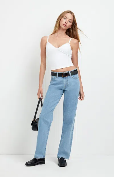 Pacsun Women's Alex Relaxed Straight Jeans Light Blue In Light Indigo In White