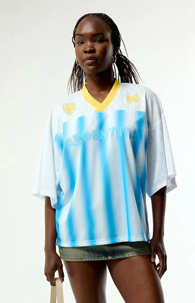 Pacsun Women's Argentina Short Sleeve Oversized Soccer Jersey In Blue