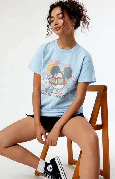 Pacsun Women's Beach Mickey Mouse T-shirt In Light Blue