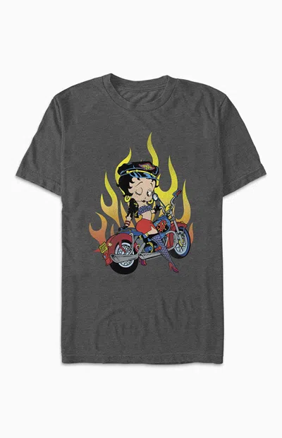 Pacsun Women's Betty Boop Biker T-shirt In Charcoal In Black