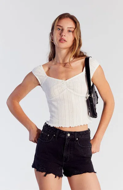 Pacsun Women's Black Frayed Ripped High Waisted Denim Festival Shorts In Black Denim