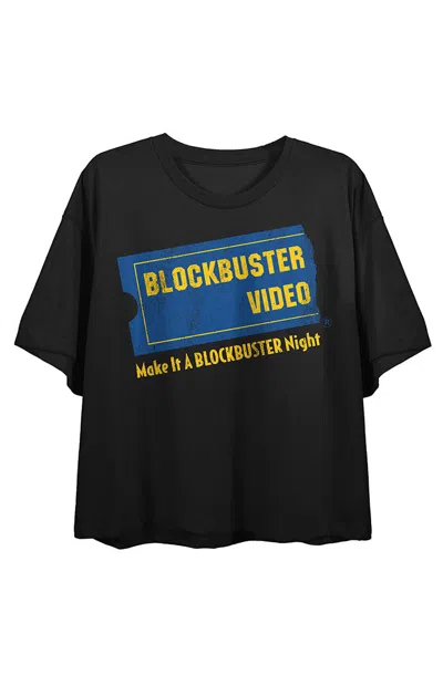 Pacsun Women's Blockbuster Video Logo Cropped T-shirt In Black