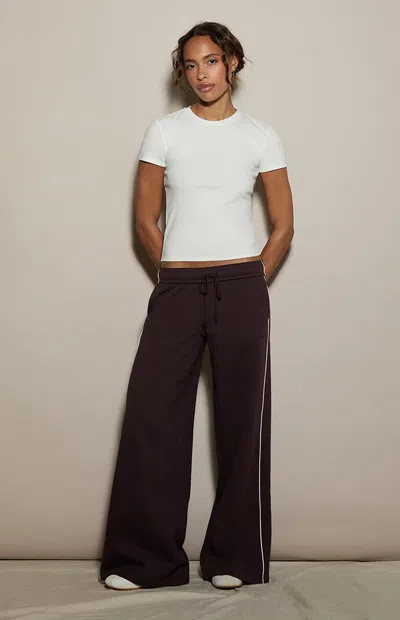 Pacsun Women's Brown Contrast Piping Ultra Soft Fleece Baggy Sweatpants