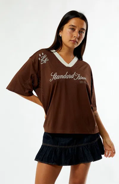 Pacsun Women's Brown Standard Issue Short Sleeve Jersey