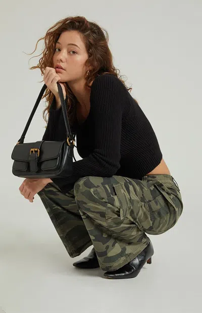 Pacsun Women's Camouflage Lightweight Low Rise Baggy Pants In Black