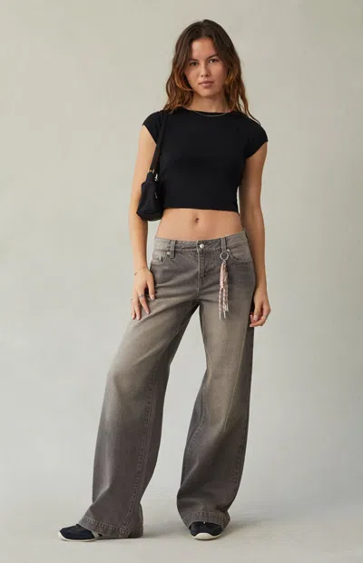 Pacsun Women's Casey Low Rise Baggy Jeans Bungee Cord Keychain Gray