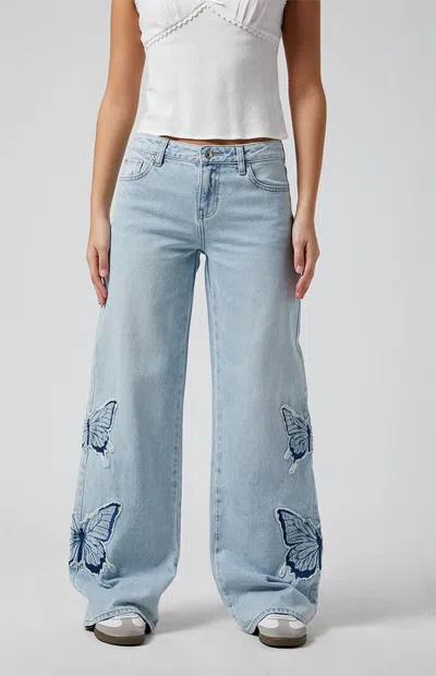 Pacsun Women's Casey Low Rise Baggy Jeans Butterfly Light Indigo In Medium Indigo In Blue