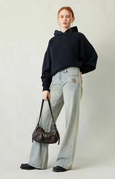 Pacsun Women's Casey Low Rise Baggy Jeans Camo Star Light Indigo In Medium Indigo In Purple