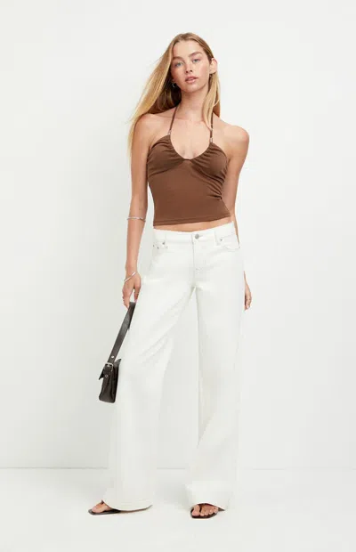 Pacsun Women's Casey Low Rise Baggy Jeans Contrast Stitch White