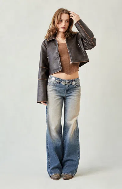 Pacsun Women's Casey Low Rise Baggy Jeans Dark Blue Tinted In Dark Indigo In Purple