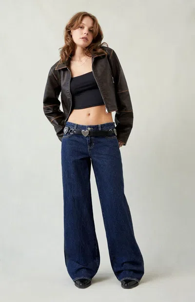Pacsun Women's Casey Low Rise Baggy Jeans Dark Indigo In Medium Indigo In Blue