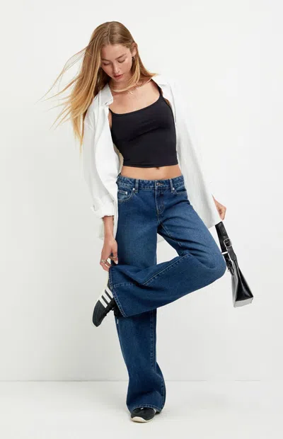 Pacsun Women's Casey Low Rise Baggy Jeans Dark Indigo Wash In Blue