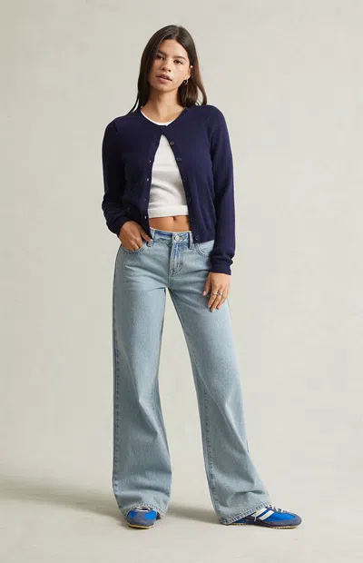 Pacsun Women's Casey Low Rise Baggy Jeans Light Blue Washed In Medium Indigo