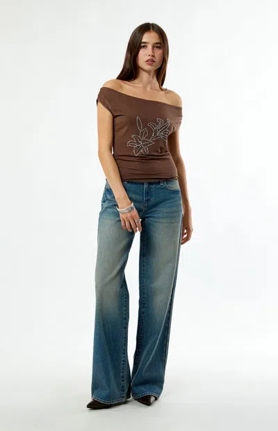 Pacsun Women's Casey Low Rise Baggy Jeans Light Indigo In Medium Indigo In Brown