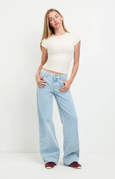 Pacsun Women's Casey Low Rise Baggy Jeans Light Indigo Washed In Purple