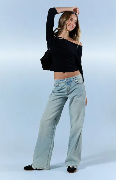 Pacsun Women's Casey Low Rise Baggy Jeans Lighter Blue In Light Indigo In Purple