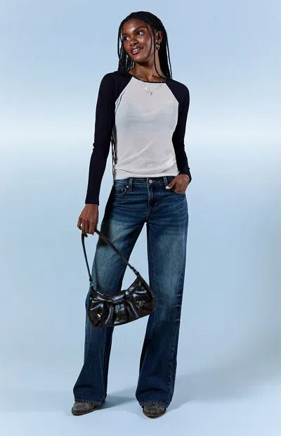 Pacsun Women's Casey Low Rise Baggy Jeans Medium Blue Wash In Dark Indigo