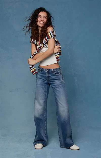 Pacsun Women's Casey Low Rise Baggy Jeans Medium Indigo In Blue