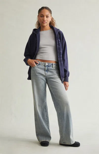 Pacsun Women's Casey Low Rise Baggy Jeans Medium Indigo Tint In Purple