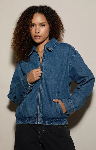 Pacsun Women's Cinched Jean Jacket In Medium Indigo