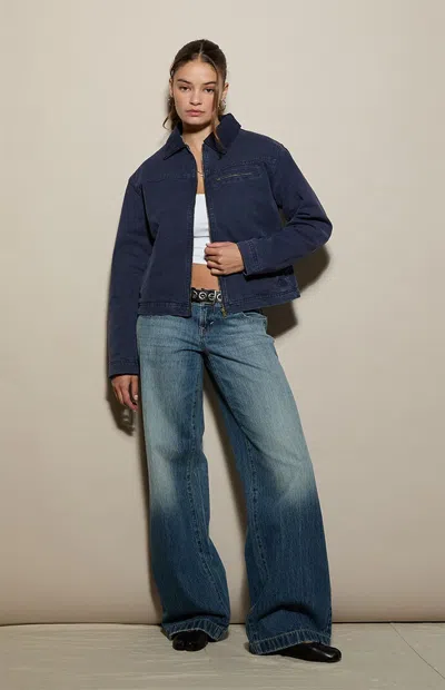 Pacsun Women's Contrast Collar Barn Jacket In Navy