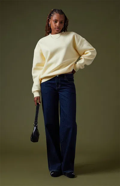 Pacsun Women's Core Crew Neck Sweatshirt In Yellow