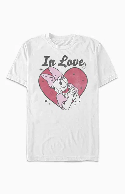 Pacsun Women's Daisy Duck In Love T-shirt In White