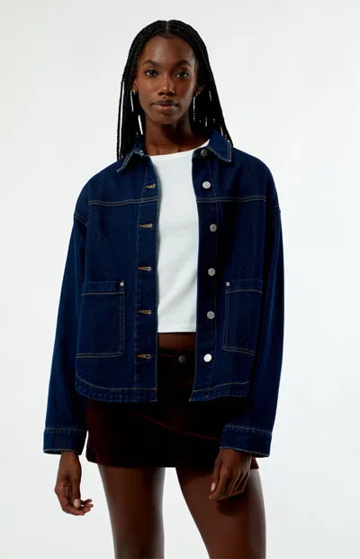 Pacsun Women's Dark Indigo Kirby Denim Shacket In Blue