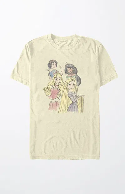 Pacsun Women's Disney Princess Sketch T-shirt In Natural In Neutral