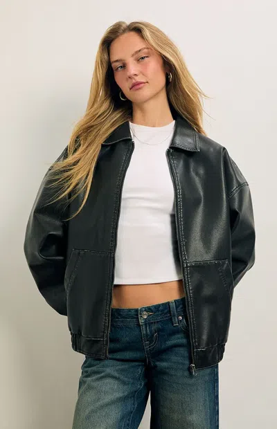 Pacsun Women's Faux Leather Oversized Jacket In Black