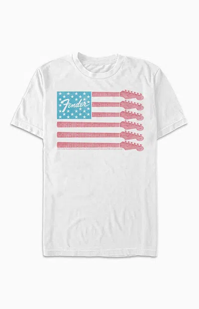Pacsun Women's Fender American Flag T-shirt In White
