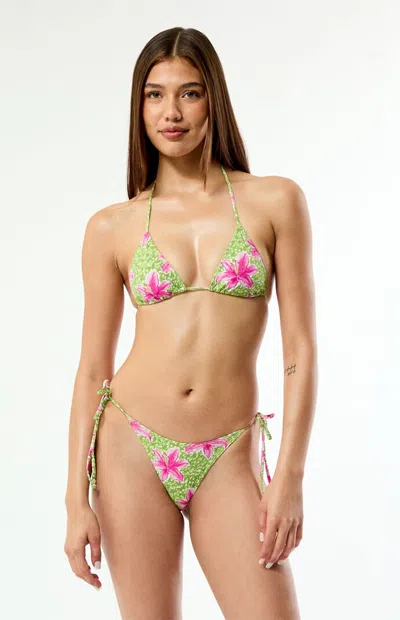 Pacsun Women's Floral Summer Side Tie Bikini Bottom In Green